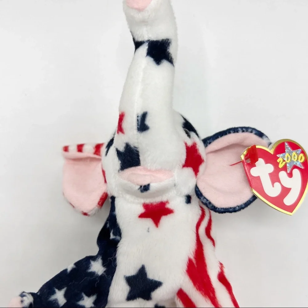 Ty Vintage Y2K Beanie RIGHTY the Elephant Patriotic Red, White & Blue Plush